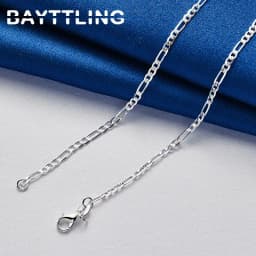 925 Sterling Silver 4MM 16-30 Inches Man Figaro Chain Bracelet Necklace For Woman Fashion Couple Christmas Gift Jewelry Set 2pcs
