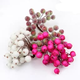 40pcs Mini Christmas Frosted Artificial Berry Vivid Red Holly Berries Wedding Party Decoration Artificial Flowers Home Decor