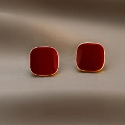 Wine Red Square Stud Earring for Women Korean Simple Geometry Temperament Jewelry Christmas Girlfriend Gift