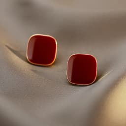 Wine Red Square Stud Earring for Women Korean Simple Geometry Temperament Jewelry Christmas Girlfriend Gift