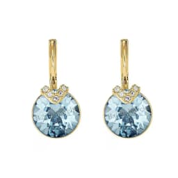 Bella V Drop Earring for Women Christmas Birthday Genuine Crystals from Austria Round Cut Dangle Silver Color Pierced Jewelry