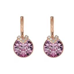 Bella V Drop Earring for Women Christmas Birthday Genuine Crystals from Austria Round Cut Dangle Silver Color Pierced Jewelry