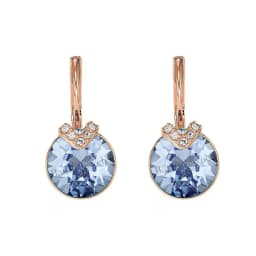 Bella V Drop Earring for Women Christmas Birthday Genuine Crystals from Austria Round Cut Dangle Silver Color Pierced Jewelry