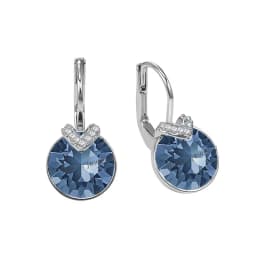 Bella V Drop Earring for Women Christmas Birthday Genuine Crystals from Austria Round Cut Dangle Silver Color Pierced Jewelry