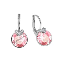 Bella V Drop Earring for Women Christmas Birthday Genuine Crystals from Austria Round Cut Dangle Silver Color Pierced Jewelry