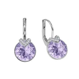 Bella V Drop Earring for Women Christmas Birthday Genuine Crystals from Austria Round Cut Dangle Silver Color Pierced Jewelry