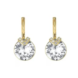 Bella V Drop Earring for Women Christmas Birthday Genuine Crystals from Austria Round Cut Dangle Silver Color Pierced Jewelry