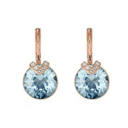 Bella V Drop Earring for Women Christmas Birthday Genuine Crystals from Austria Round Cut Dangle Silver Color Pierced Jewelry