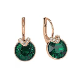 Bella V Drop Earring for Women Christmas Birthday Genuine Crystals from Austria Round Cut Dangle Silver Color Pierced Jewelry