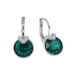 Bella V Drop Earring for Women Christmas Birthday Genuine Crystals from Austria Round Cut Dangle Silver Color Pierced Jewelry