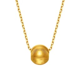 Gold 14K Round Ball Bead Necklace for Women Bride Wedding Engagement Yellow Sand Bead Chain Neck Lace Jewelry Christmas Gifts