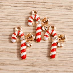10pcs 15*22mm Christmas Crutch Charms Alloy Enamel Bowknot Charms Pendants for Making Necklaces Earrings DIY Jewelry Findings