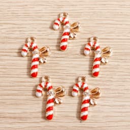 10pcs 15*22mm Christmas Crutch Charms Alloy Enamel Bowknot Charms Pendants for Making Necklaces Earrings DIY Jewelry Findings