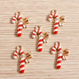 10pcs 15*22mm Christmas Crutch Charms Alloy Enamel Bowknot Charms Pendants for Making Necklaces Earrings DIY Jewelry Findings