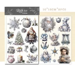 Vintage Christmas Snowman RUB ON Stickers Junk Journal Collage Mushroom Transfer Stickers DIY Album Scrapbooking Craft Stickers