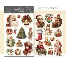 Vintage Christmas Snowman RUB ON Stickers Junk Journal Collage Mushroom Transfer Stickers DIY Album Scrapbooking Craft Stickers