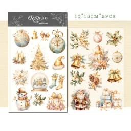 Vintage Christmas Snowman RUB ON Stickers Junk Journal Collage Mushroom Transfer Stickers DIY Album Scrapbooking Craft Stickers