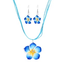 Fashion Romantic Plumeria Flower Jewelry Set Sweet Flowers Earrings Pendant Choker Necklace Party Wedding Christmas Gifts