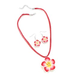 Fashion Romantic Plumeria Flower Jewelry Set Sweet Flowers Earrings Pendant Choker Necklace Party Wedding Christmas Gifts