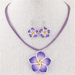 Fashion Romantic Plumeria Flower Jewelry Set Sweet Flowers Earrings Pendant Choker Necklace Party Wedding Christmas Gifts