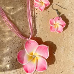 Fashion Romantic Plumeria Flower Jewelry Set Sweet Flowers Earrings Pendant Choker Necklace Party Wedding Christmas Gifts
