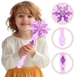 Princess Snowflake Magic Wand Led Light-Up Dress-Up Wand Girls' Pretend Play Toy Princess Dress-Up Toy Christmas Halloween Costume Props Birthday Gift Holiday Gift Christmas Gift Halloween Gift