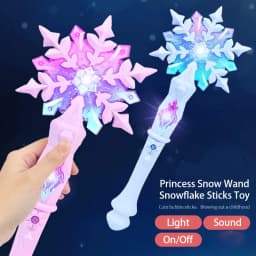 Princess Snowflake Magic Wand Led Light-Up Dress-Up Wand Girls' Pretend Play Toy Princess Dress-Up Toy Christmas Halloween Costume Props Birthday Gift Holiday Gift Christmas Gift Halloween Gift