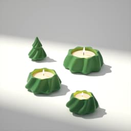 Mystical Stacking Christmas Tree Jesmonite Candle Jar Silicone Mold For Lid Handmade Concrete Candle Vessel Mould Home Decor