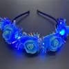 Luminous Rose Flower Headband LED Light up Wreath for Women Girl Bridal Wedding Party Hairband Christmas Valentine's Day Gifts