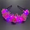 Luminous Rose Flower Headband LED Light up Wreath for Women Girl Bridal Wedding Party Hairband Christmas Valentine's Day Gifts