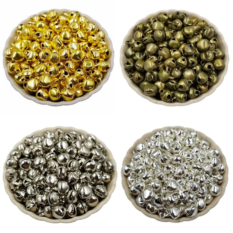 1bag Golden Silvery Christmas Jingle Bells Pendant Jewelry Making   Craft DIY Handmade Iron Bells Accessories Wholesale