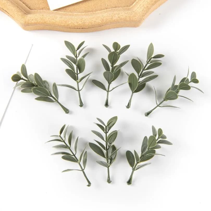 50Pcs Artificial Plant Leaves Christmas Party Home Wedding Background Wall Decoration Accessories Diy Cake Candy Box Scrapbook