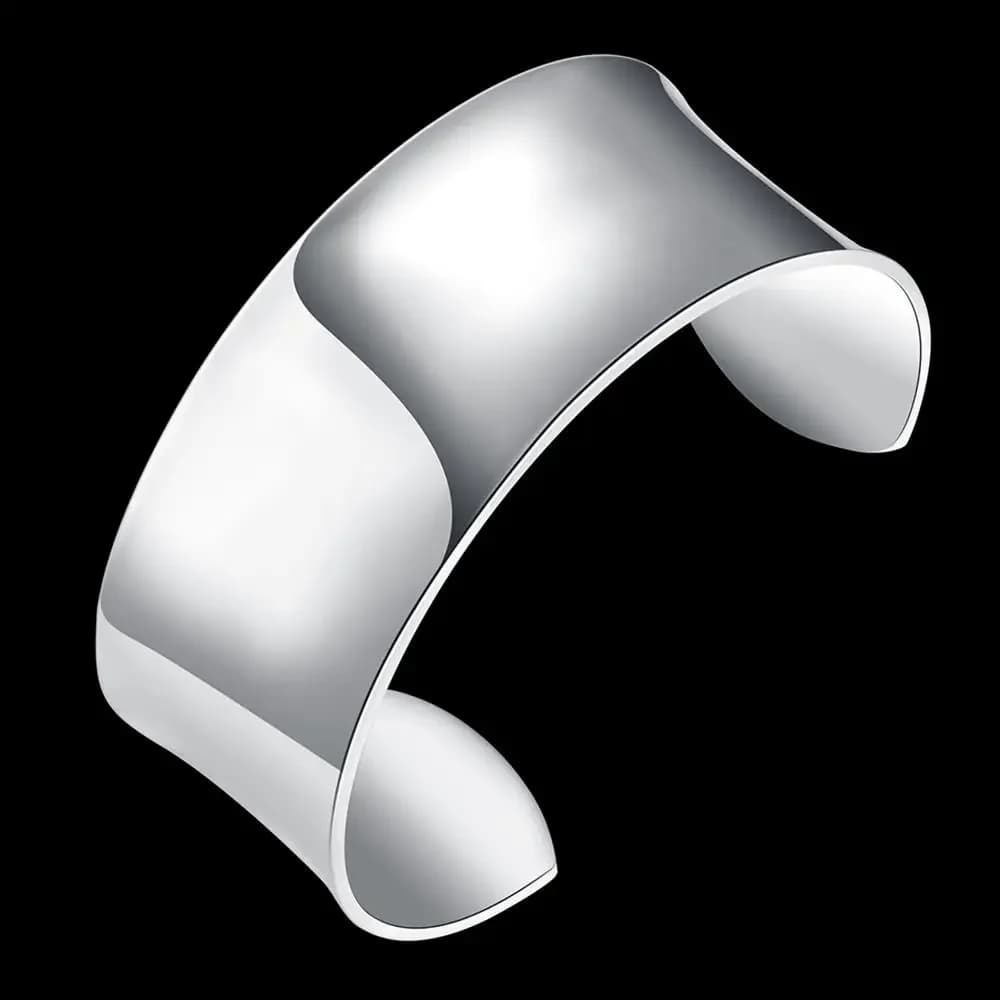 Fine Smooth wide bangles 925 Sterling silver cuff Bracelets for Women Fashion Wedding Party Christmas Gifts popular Jewelry 27g