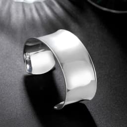 Fine Smooth wide bangles 925 Sterling silver cuff Bracelets for Women Fashion Wedding Party Christmas Gifts popular Jewelry 27g