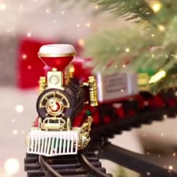 Battery Operate Railway Train with Sound&Light Railway Car Toys Christmas Train Tree Decoration Track Electric Toys for Kids