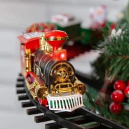 Battery Operate Railway Train with Sound&Light Railway Car Toys Christmas Train Tree Decoration Track Electric Toys for Kids