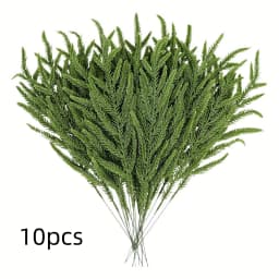 10pcs Christmas Artificial Norfolk Pine Branches Faux Greenery Stems Lifelike for Vase Table Centerpieces Home Holiday Decor