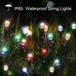 Solar LED String Lights 8-Color Outdoor Waterproof Fairy String Lights Suitable for Terrace Weddings, Christmas and Garden Light