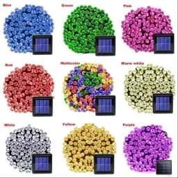 Solar LED String Lights 8-Color Outdoor Waterproof Fairy String Lights Suitable for Terrace Weddings, Christmas and Garden Light