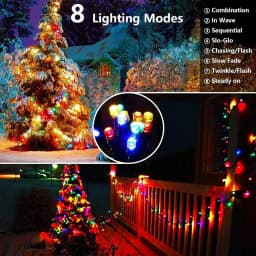 Solar LED String Lights 8-Color Outdoor Waterproof Fairy String Lights Suitable for Terrace Weddings, Christmas and Garden Light
