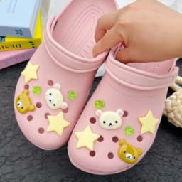 New Christmas DIY Gift Shoes Charms Removable Cute Four-Leaf Clover Bear Stars Shoe Accessories for Girls Women Summer Shoes