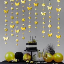 Iridescent Flower Butterfly Banner Girl Party Butterfly Hanging Paper Garland for Under The Wedding Birthday Christmas New Year