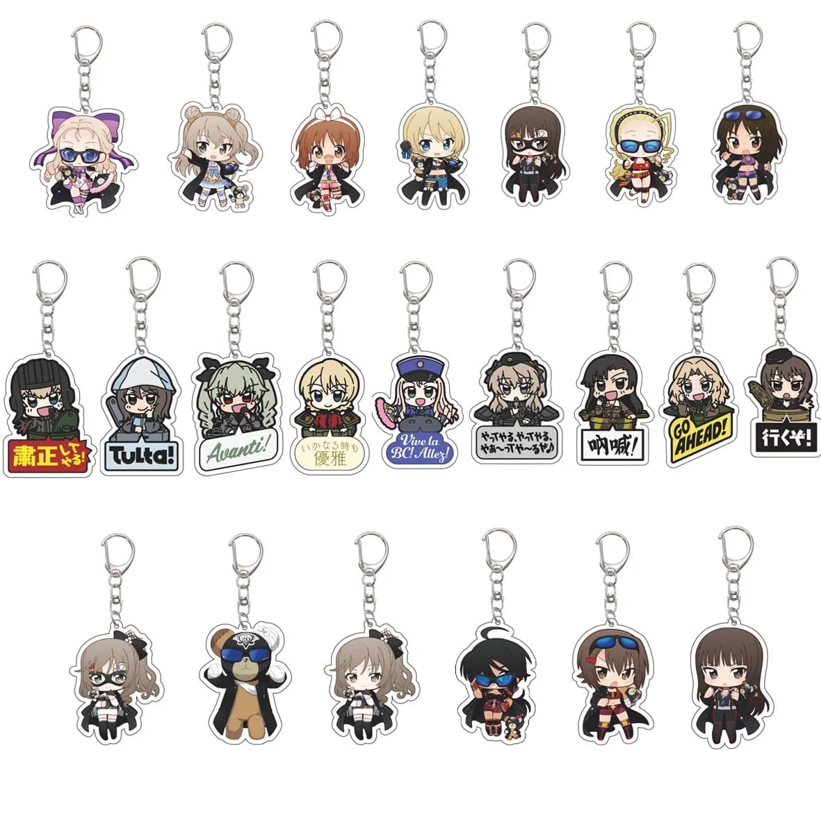 55MM Anime GIRLS und PANZER The Movie Keychain Nishizumi Miho/Akiyama Yukari Key Chain Acrylic Model Plate Christmas Gifts