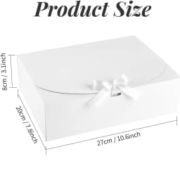 6PCS Large White Gift Box, 27x20x8cm Luxury Wedding Christmas Gift Box for Groomsman Proposal, Birthday Halloween Packaging