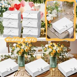 6PCS Large White Gift Box, 27x20x8cm Luxury Wedding Christmas Gift Box for Groomsman Proposal, Birthday Halloween Packaging