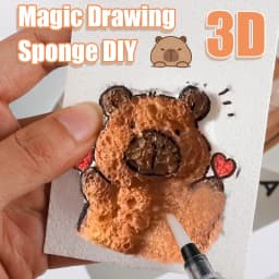 5/100Pcs 3D Drawing Magic Canvas Sponge with Water Brush DIY Art Foam Texture Painting Paper Kids Birthday Party Christmas Gifts