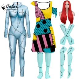 Halloween Dress Suit Women Cosplay Costume Funny Wig Socks Set Movie Dress Up Carnival Gown Party Outfit