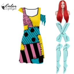 Halloween Dress Suit Women Cosplay Costume Funny Wig Socks Set Movie Dress Up Carnival Gown Party Outfit