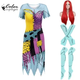 Halloween Dress Suit Women Cosplay Costume Funny Wig Socks Set Movie Dress Up Carnival Gown Party Outfit