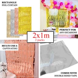 2pcs Silver Square Backdrop Curtains Shimmer Foil Wall Backdrop Tinsel Streamers for Birthday Wedding Christmas Disco Party Deco